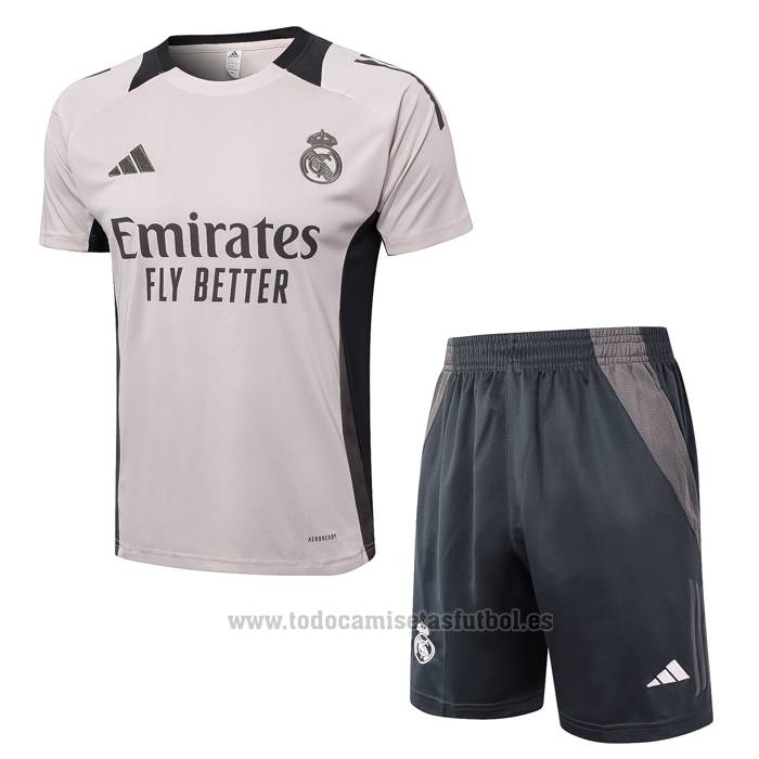 Chandal del Real Madrid Manga Corta 2024-2025 Rosa Claro - Pantalon Corto